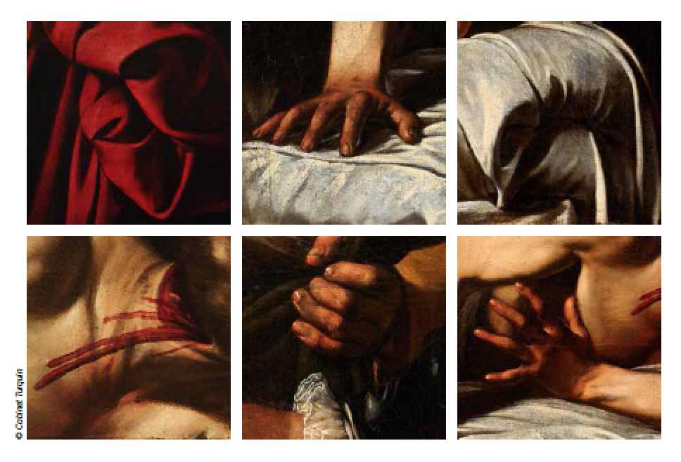 Caravaggio: Judita a Holofernes, asi 1607, detaily