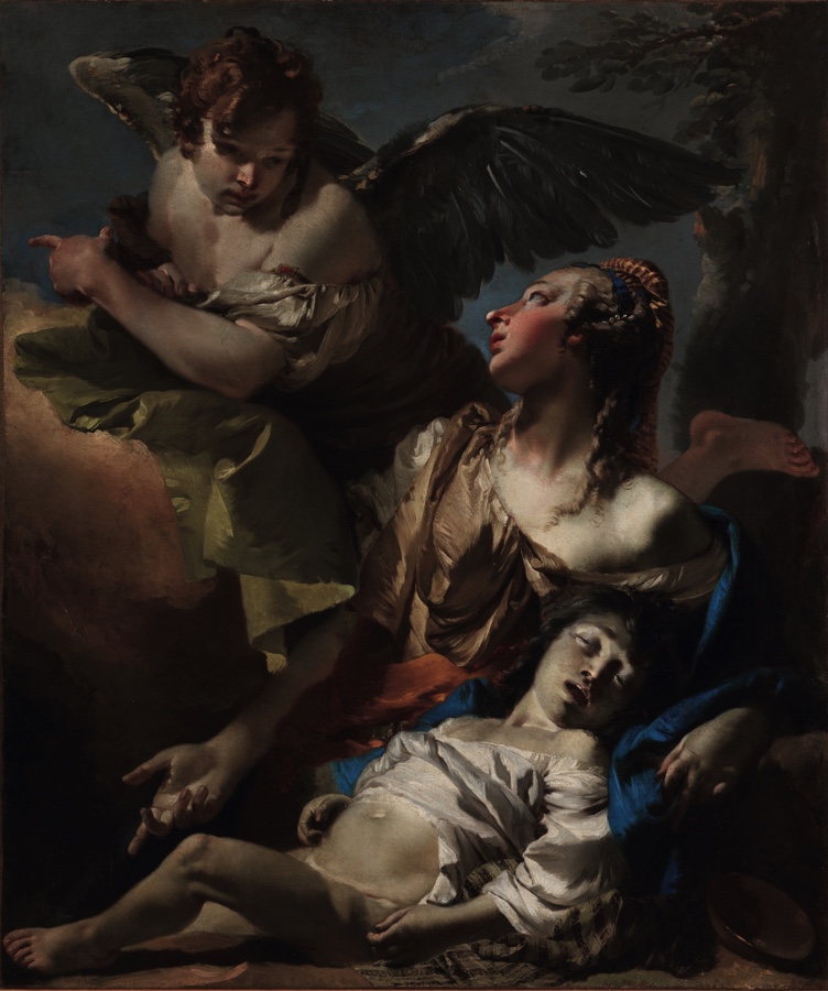 Giovanni Battista Tiepolo: Hagar a Izmael, 1733 olej na plátně, 133 x 112 cm Benátky, Scuola Grande di San Rocco