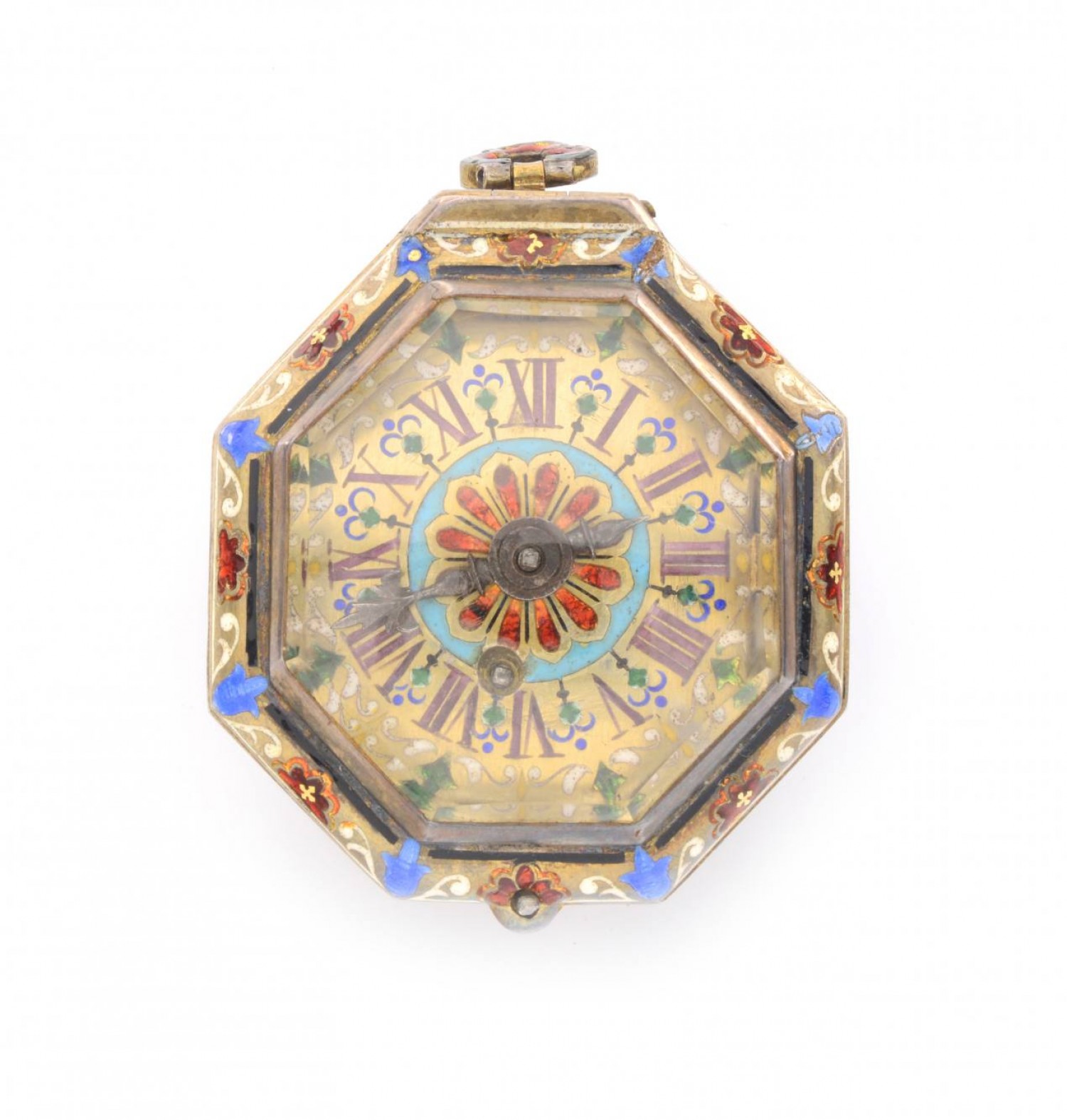 Gray Benjamin: osmihranné závěsné hodinky, 1. polovina 18. století zlacené stříbro, email, horský křišťál, 4 x 4,5 cm Zezula 5. 10. 2019 vyvolávací cena: 250 000 Kč (+ 20% provize)