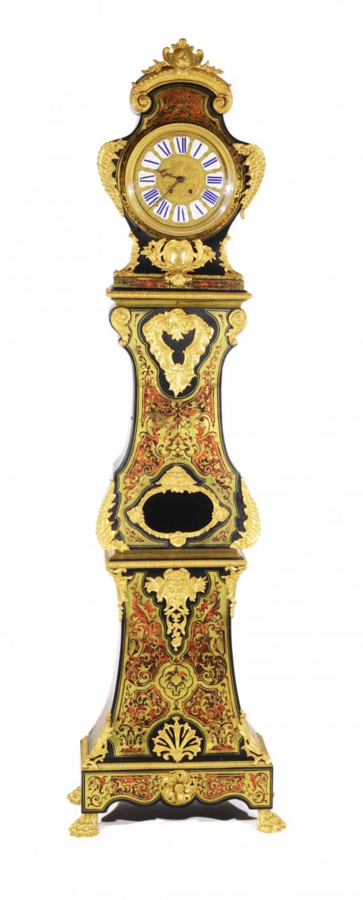Podlahové hodiny ve stylu Boullé, Francie dřevo, zlacený bronz, výška 224 cm  Zezula 5. 10. 2019 vyvolávací cena: 495 000 Kč (+ 20% provize)
