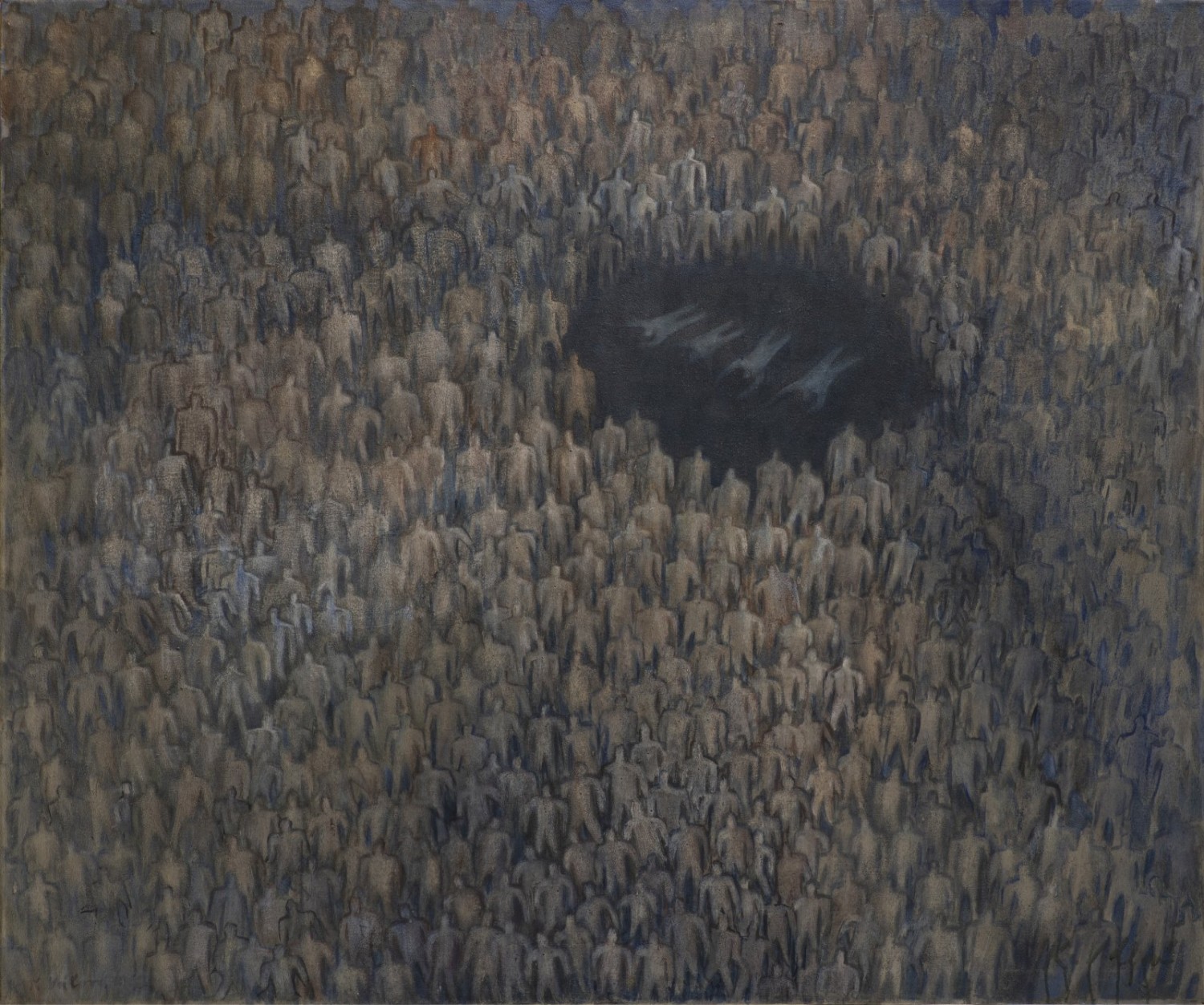 Květa Válová: Čtyři proti všem, 1968, olej na plátně, 134,5 x 162 cm, vyv. cena: 2 480 000 Kč, Arthouse Hejtmánek 10. 12. 2019