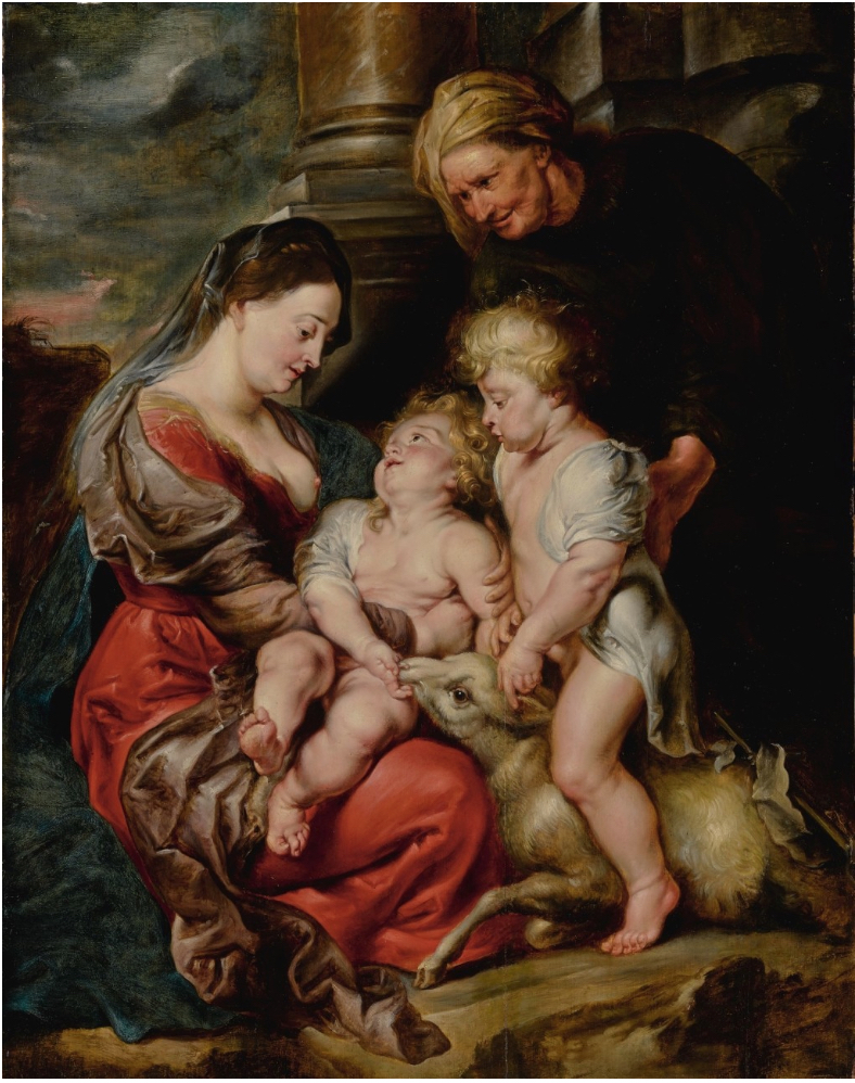 Peter Paul Rubens: Panna Maria s malým Ježíšem, sv. Alžbětou a sv. Janem Křtitelem olej na desce, 121,6 x 95,5 cm odhadní cena: 6 000 000 až 8 000 000 USD Sotheby’s New York 29. 1. 2020