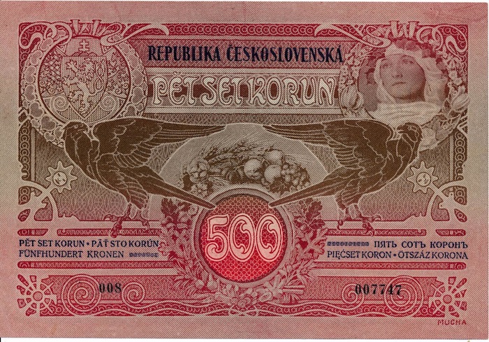 Bankovka pět set korun, ČSR, 1919,  cena: 2 300 000 Kč, Macho & Chlapovič 22. 11. 2019 