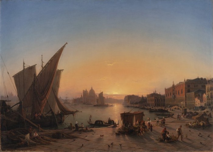 Ludwig Meckleburg: Benátky ve večerním světle, 1849