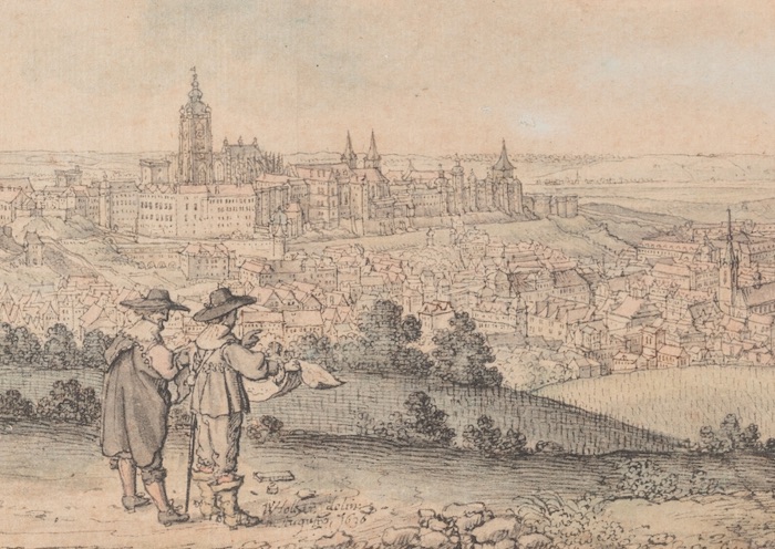 Václav Hollar: Velký pohled na Prahu ze svahu Petřína, 1636