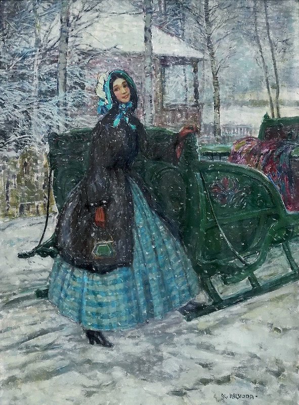 Alois Kalvoda: Dívka u saní, 1908–09