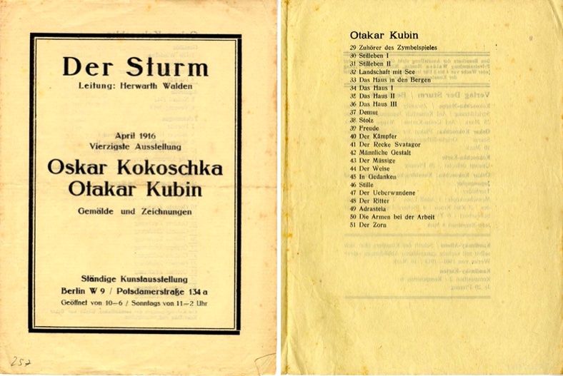 Katalog druhé Kubínovy výstavy v galerii Der Sturm, duben 1916