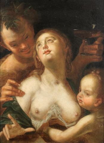 Podle Hanse von Aachena: Venuše a Amor, 17. století olej na plátně, 65,8 x 45,8 cm odhadní cena: 3 000 – 5 000 GBP (91 000 – 150 000 Kč) Bonhams Londýn, 26. 10. 2010