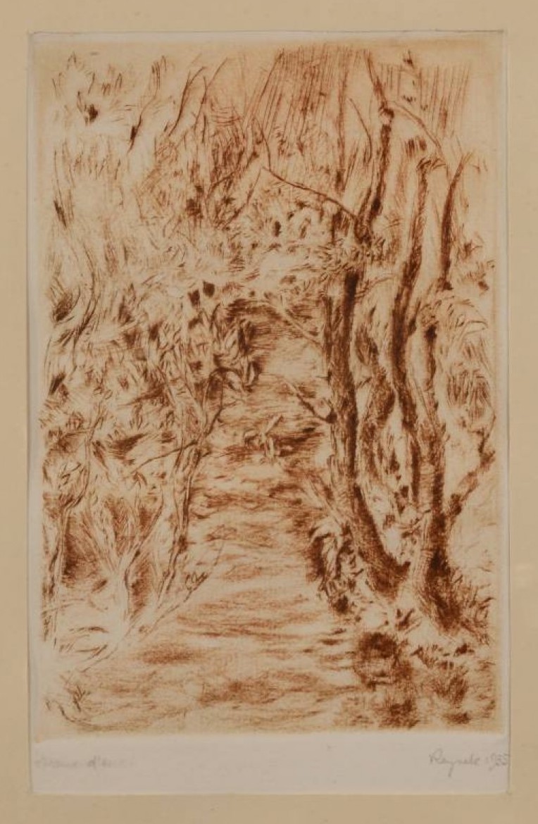 Bohuslav Reynek: Bez názvu, 1935, suchá jehla na papíře, 14,5 x 9,5 cm, vyvolávací cena: 12 000 Kč (+ 20% provize), Zezula Brno 4. 12. 2021