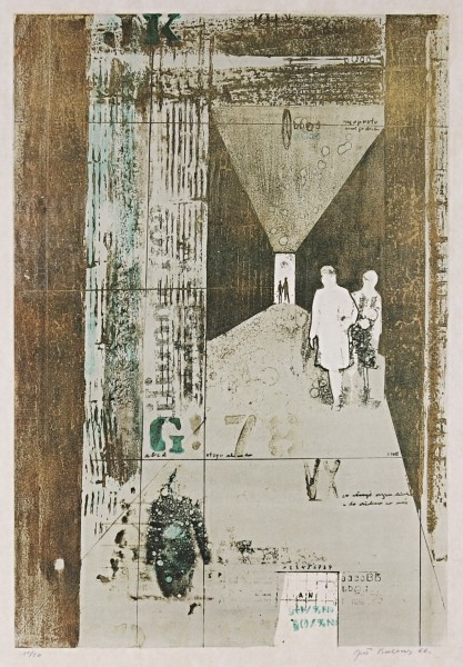 Jiří Balcar: Nedělní odpoledne, 1966, litografie, 46,5 x 31,5 cm, vyvolávací cena: 25 000 Kč (+ 24% provize), Galerie Dolmen 18. 12. 2021