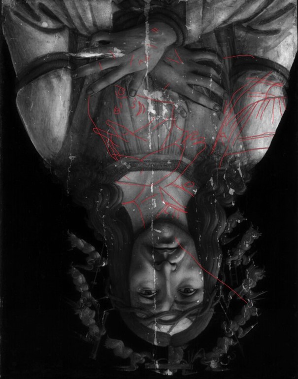 Alessandro di Mariano Filipepi zv. Sandro Botticelli: Madona s dítětem, Podkresba v IR reflektografii 27. 1. 2021 Sotheby´s New York