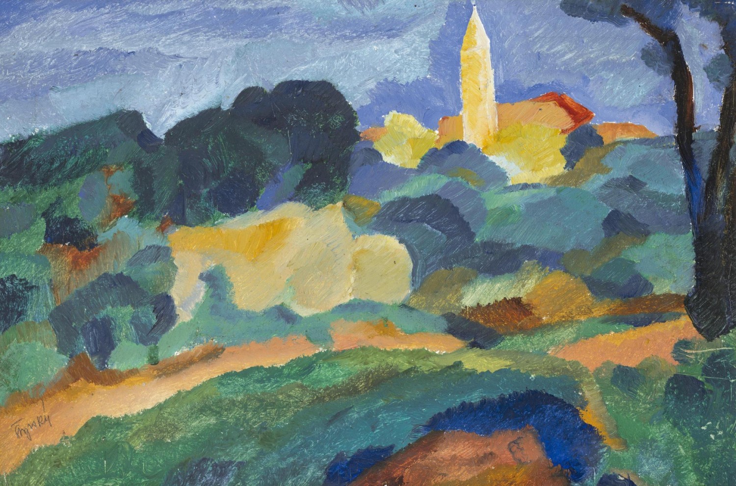 Jindřich Štyrský: Krajina z Korčuly, 1922, olej na plátně, 28 x 42 cm, cena: 1 200 000 Kč (+ provize), 1. Art Consulting 20. 2. 2022
