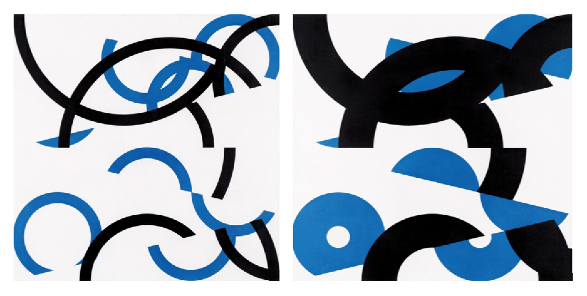 Jan Kubíček: Forma – akce, rozdělené půlkruhy, dvě dimenze, 1982-88, akryl na plátně, 80 x 80 cm cena: 1 200 000 Kč, 1. Art Consulting 20. 2. 2022