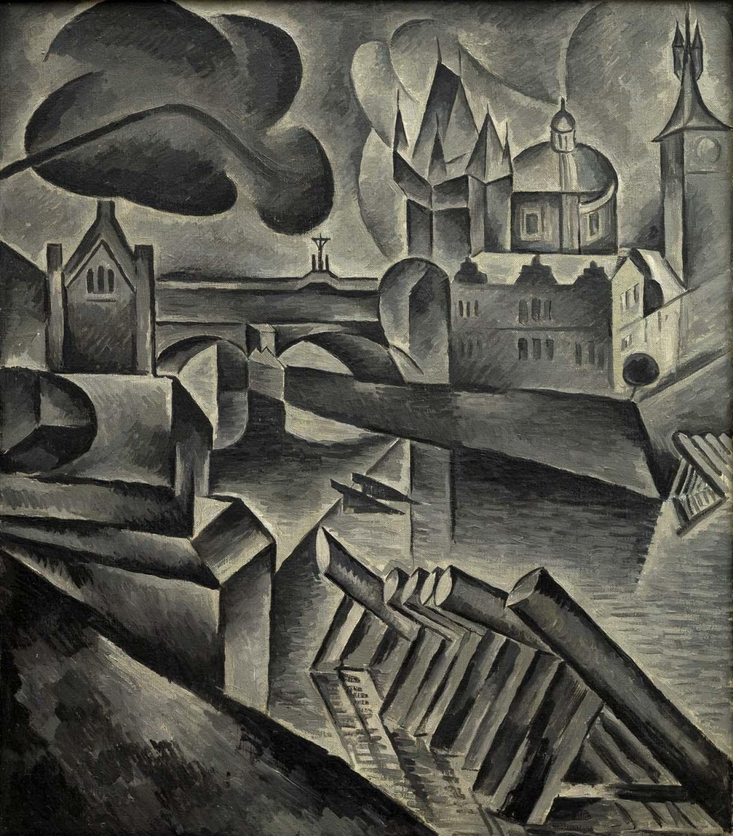 1/ Bohumil Kubišta: Staropražský motiv (Alt-Prager Motiv), 1911, olej na plátně, 98 x 84 cm, Galerie Kodl 29. 5. 2022, cena: 123 600 000 Kč