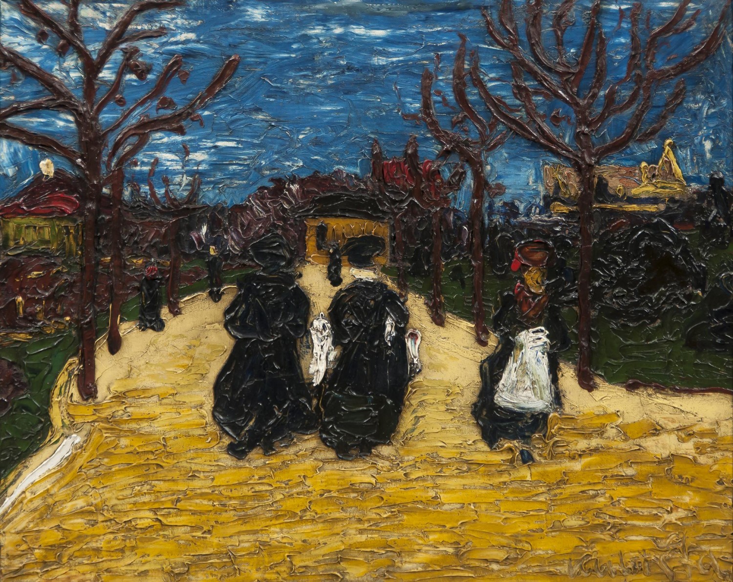 Žena s kočárkem, 1908,  olej na plátně, 50 × 66 cm, Galerie Kodl 24. 5. 2015, cena: 13 920 000 Kč