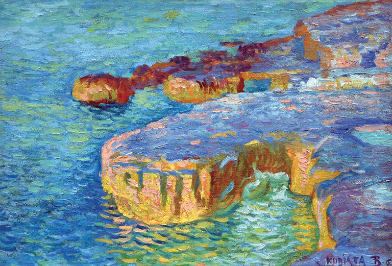 Skalnaté pobřeží (Moře), 1915, olej na plátně, 36 x 52 cm, 1. Art Consulting 28.1.2007, cena: 3 658 000 Kč