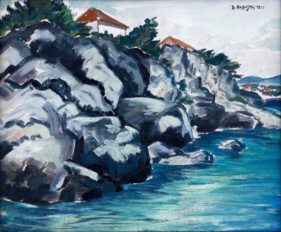 Krajina u moře, 1913, olej na lepence, 29,5 x 35 cm, European Arts 8. 12. 2013, cena: 3 360 000 Kč