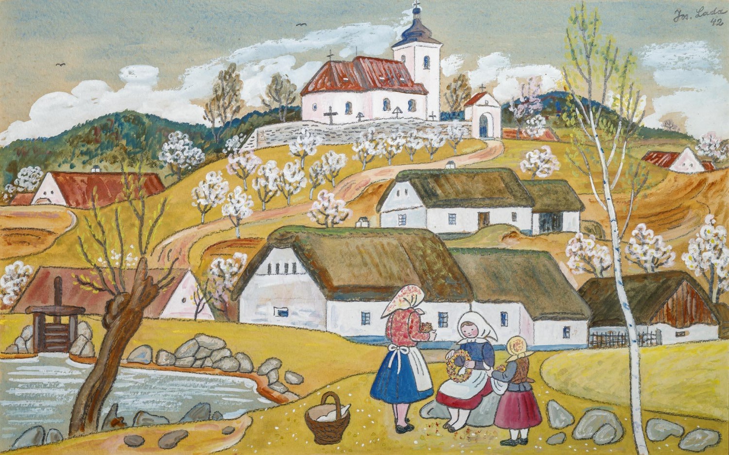 Josef Lada: Jaro, 1942 kvaš na kartonu, 37 x 59 cm Galerie Kodl, 27. 11. 2022 cena: 4 200 000 Kč