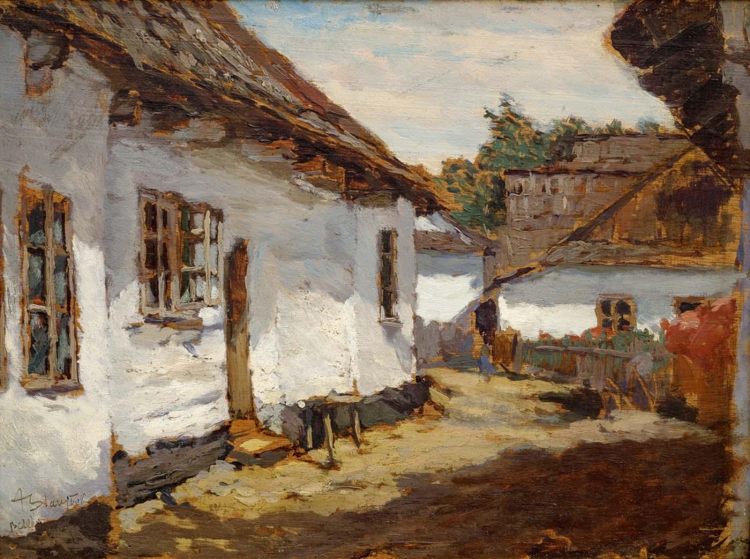 5-6/ Antonín Slavíček: Betlém u Hlinska, 1903–4, olej na dřevěné desce, 26 x 35 cm, Galerie Kodl 29.5.2022,  cena: 2 520 000 Kč