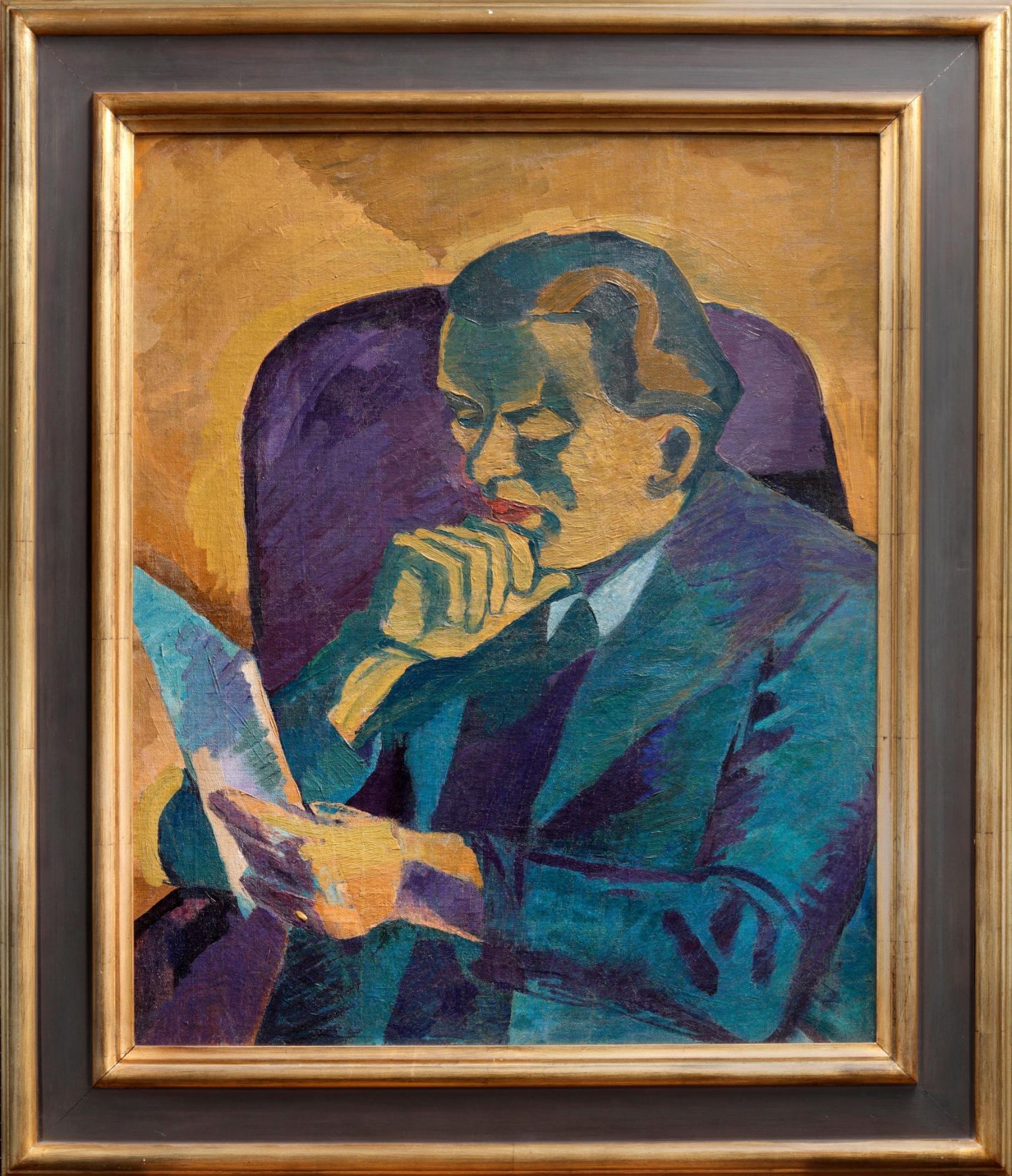 Bohumil Kubišta: Podobizna čtenáře (Antonín Matějček), 1910, olej na plátně, 70 x 58 cm, Adolf Loos Apartment and Gallery 19. 3. 2023, vyvolávací cena: 15 000 000 Kč (+21% provize)