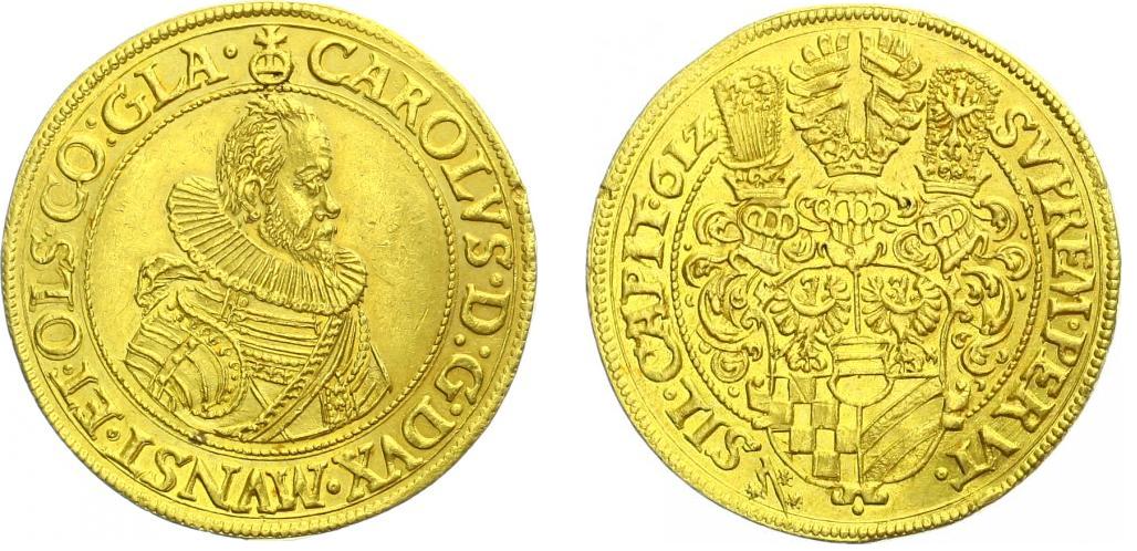 Karel II. (1587–1617) / 9 dukát 1612 / Slezsko Münstenberg-Olešnice / 1.300.000 Kč