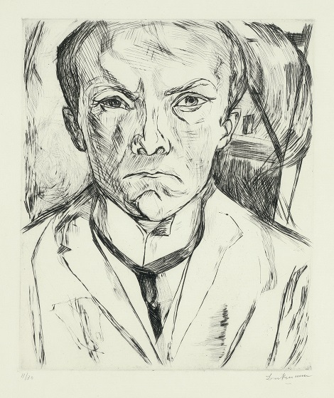 Max Beckmann, Autoportrét, suchá jehla na papíře, aukční síň Bassenge Berlin, vyv. cena 20 000 Eur
