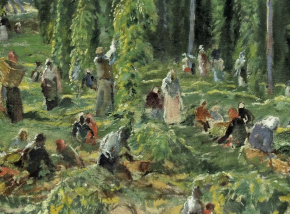 Oldřich Blažíček: Na chmelnici - detail / 1919 / olej na plátně / 90 x 100 cm