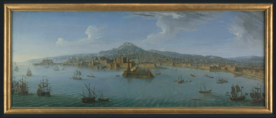 Antonio Joli: Pohled na Neapol z mořského zálivu / okolo 1740 / olej, plátno / 67,5 x 175 cm / prodáno za 730 000 EUR / Galerie Bassenge Berlín