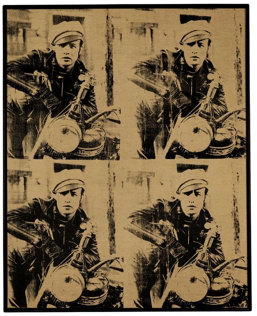 Andy Warhol: Čtyři Marlonové / 1966 sítotisk na druhořadém plátně / 205.7 x 165.1 cm / cena: 60+ mil. USD/ Christie’s 12. 11. 2014 