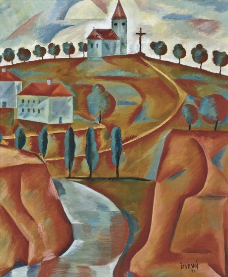 Jindřich Štyrský: Kostel na kopci (Sv. Šebestián) / 1921