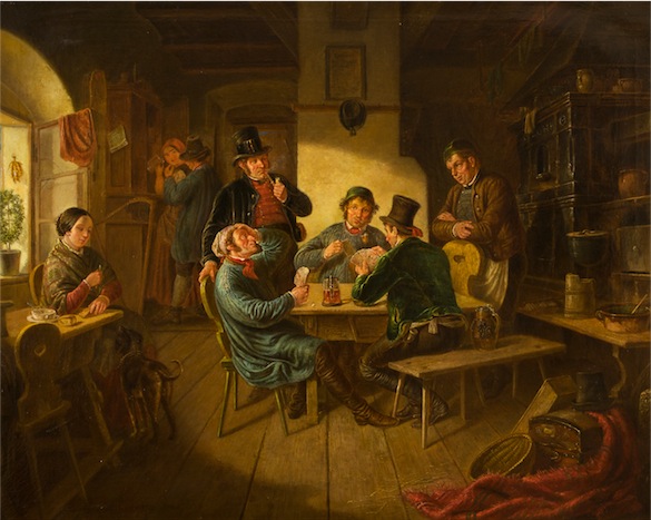 Václav Kroupa: Scéna z vesnické hospody / 1857 olej na plátně / 68,5 x 85 cm / cena: 420 000 Kč 